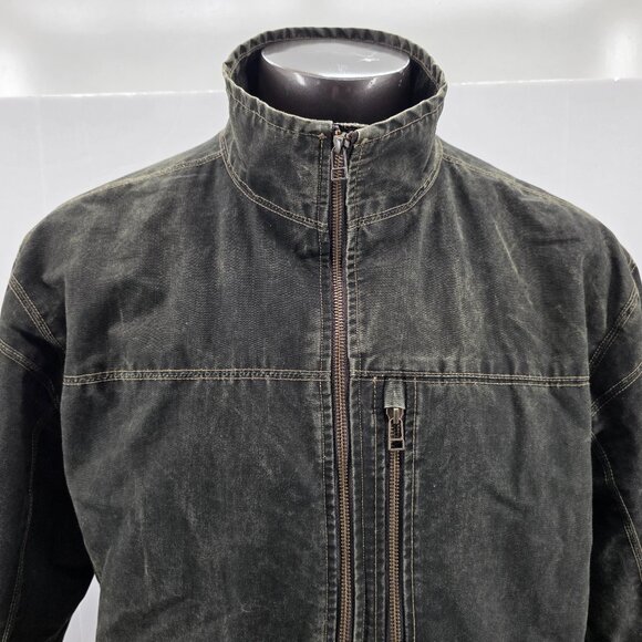 Kuhl Jacket Black FadeVintage Patina Dye Canvas Fleece Burr Lined Zip Men XLarge - Picture 3 of 15